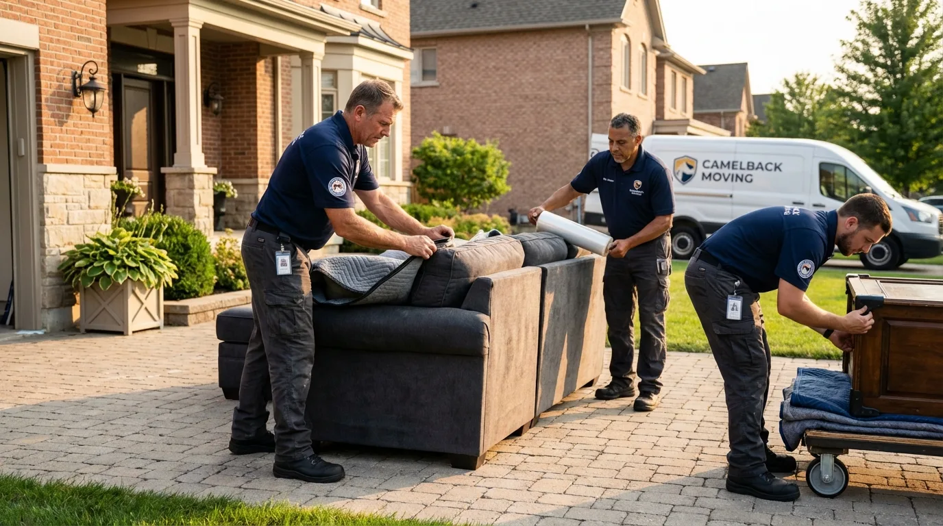 Large estate moving crew wrapping furniture in Checotah, OK